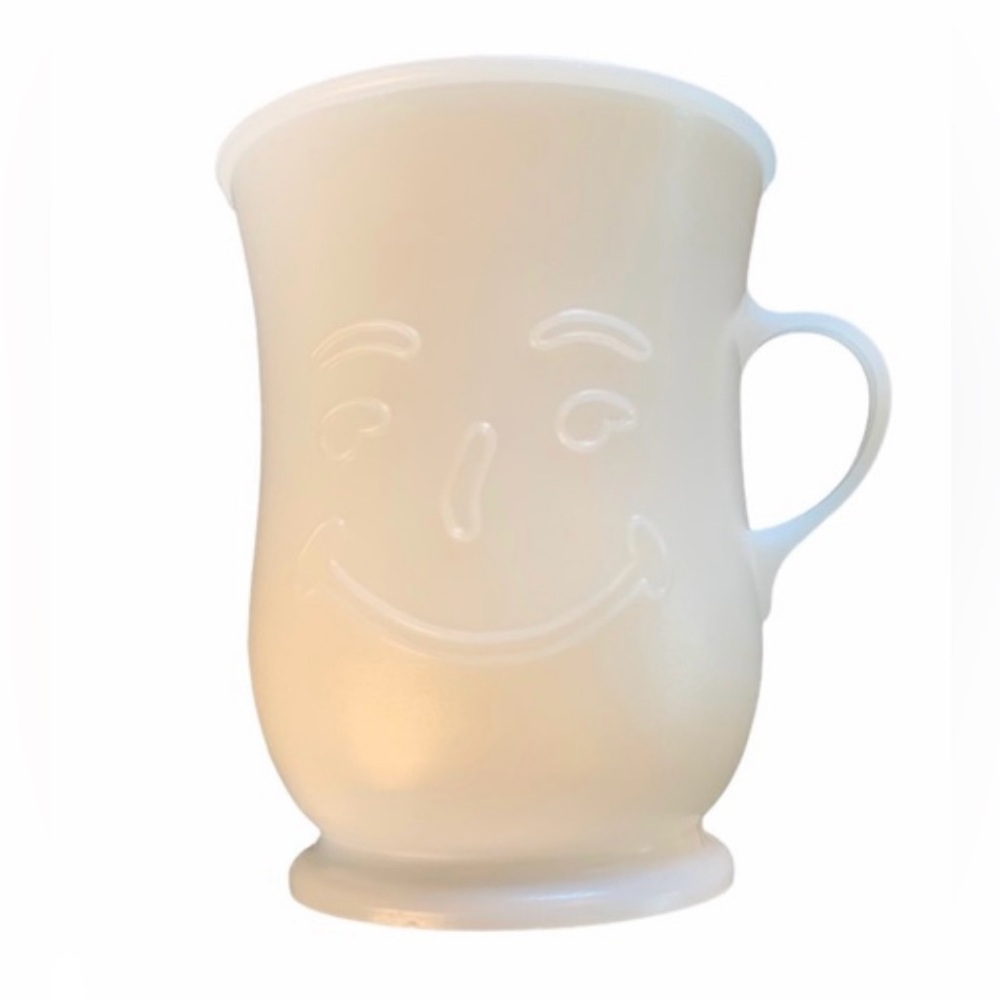 Nostalgic Vintage Kool-Aid Smiley Face White Mug White Plastic Koolaid Cup 1980s